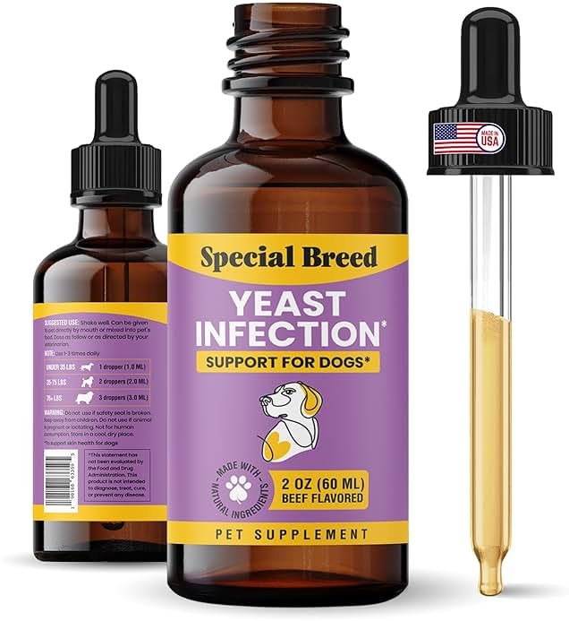 Natural Yeast Infection Relief for Dogs – Itchy Skin & Ear Treatment, Supports Allergy & Immune Health, Reduces Itching, Irritation & Inflammation, Liquid Drops, 2oz - Product Image