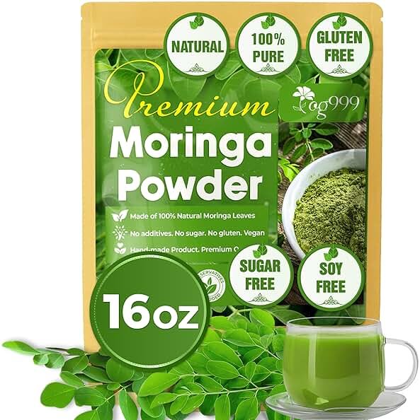 TOG999, Premium 16oz Moringa Leaf Powder, 100% Natural and Pure from Moringa Leaves, No Additives, No Gluten, No Sugar, Vegan - Product Image