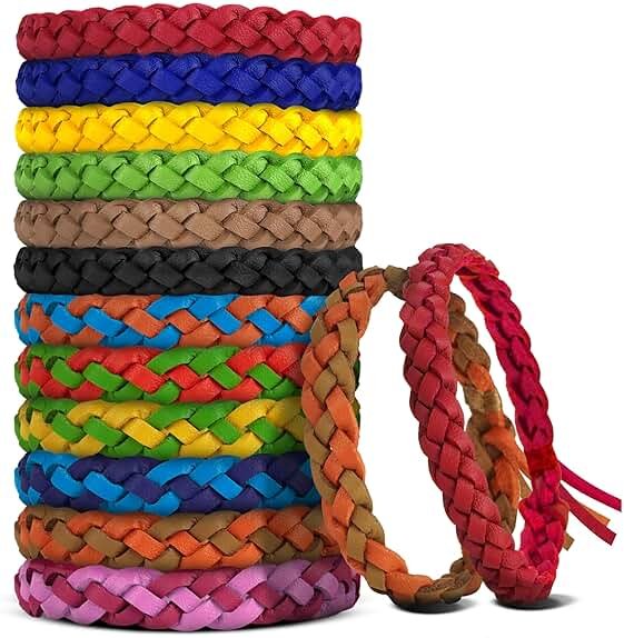 BuggyBands 24 Pack Mosquito Repellent Bracelets for Adults & Kids, DEET-Free, Individually Wrapped, Adjustable PU Leather Bug Repellent Wrist Bands - Product Image