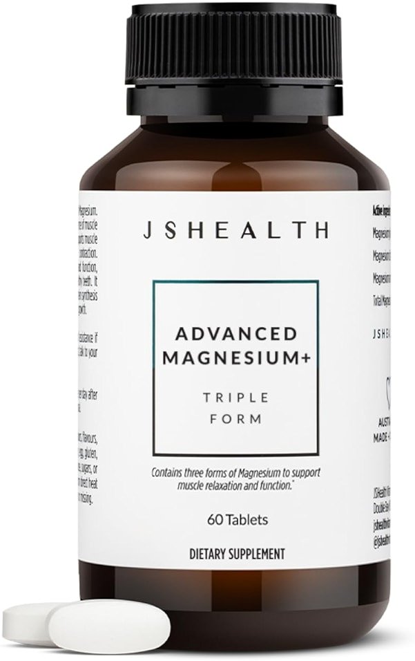 JSHealth Magnesium Supplement for Sleep. 400mg Triple-Form Glycinate, Citrate, Amino Acid Chelate. By Nutritionist Jessica Sepel (60 Tablets) - Product Image