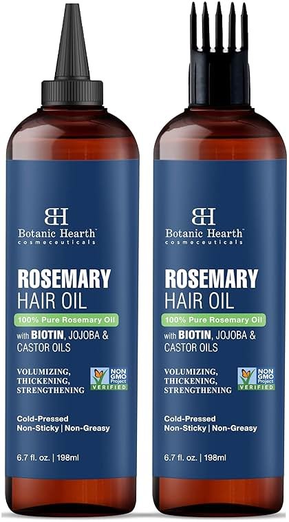 Botanic Hearth Hair Oil for Hair Growth | Rosemary Oil for Hair Growth with Biotin, Castor & Jojoba | Hair Relaxers & Dry Scalp Treatment | Color Safe | All Hair Types | Set of 2 (6.7 Fl Oz) - Product Image