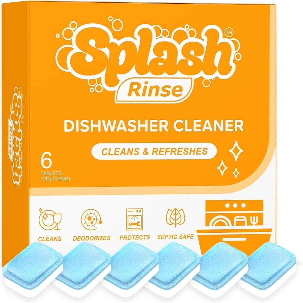 Splash Rinse Dishwasher Cleaner Tablets - Deep Cleaning For All Dishwasher Machine Models - Product Image