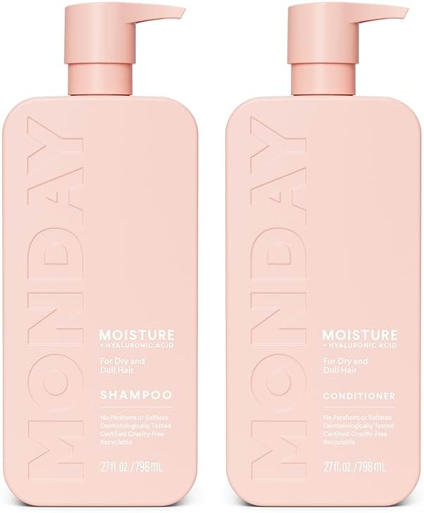 MONDAY HAIRCARE Moisture Shampoo + Conditioner Bathroom Set (2 Count) 27 oz Each for Dry, Coarse, Stressed, Frizzy Hair, Made with Coconut Oil, Rice Protein, Shea Butter and Vitamin E - Product Image
