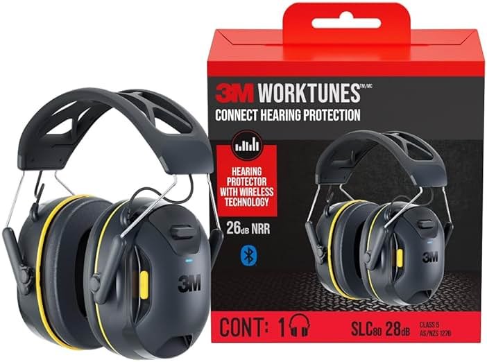 3M WorkTunes Connect Wireless Hearing Protector with Bluetooth Technology, Bluetooth Hearing Protection with a 26 dB Noise Reduction Rating - Product Image