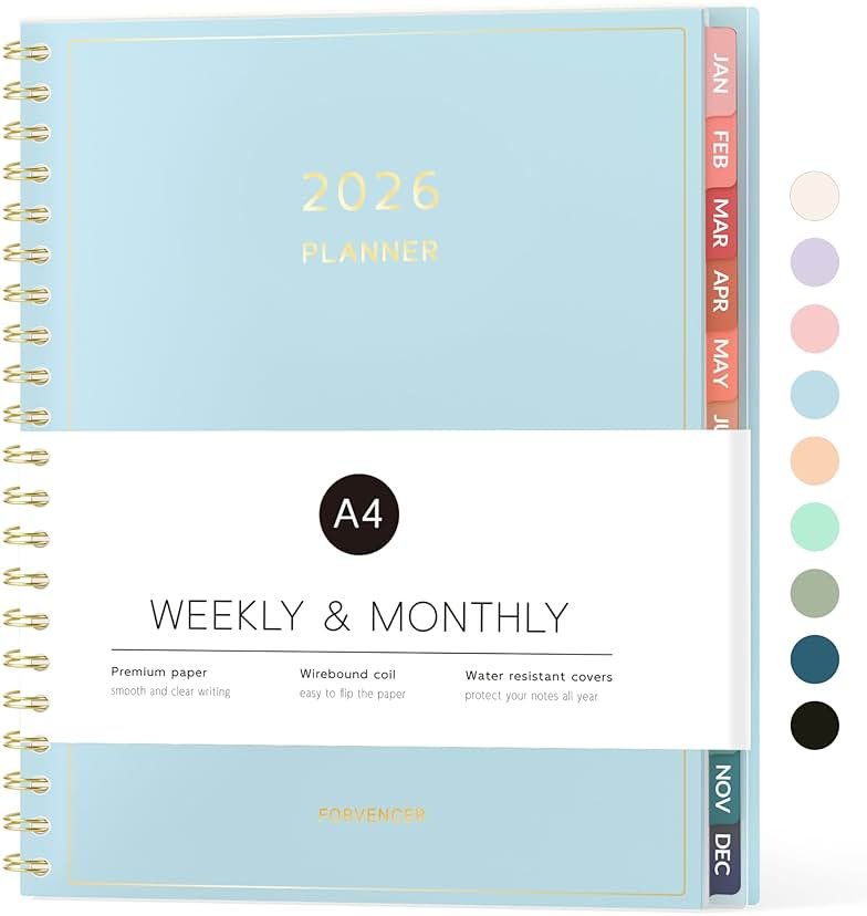 Forvencer Academic Planner 2026-2027, Weekly & Monthly Calendar Planner, July 2026-June 2027, 8.5" X 11", Daily Agenda Book, Flexible Cover Notebook, College School Teacher Organizer A4, Light Blue - Product Image