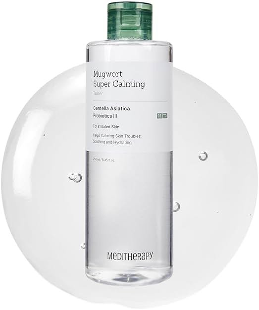 MEDITHERAPY Mugwort Super Calming Toner - Korean Hydrating Toner for face, Purifying Mugwort Essence, Soothing, Calming, Refreshing Facial Toner for Dry, and Sensitive Skin, Daily Skincare, 8.45 fl. - Product Image