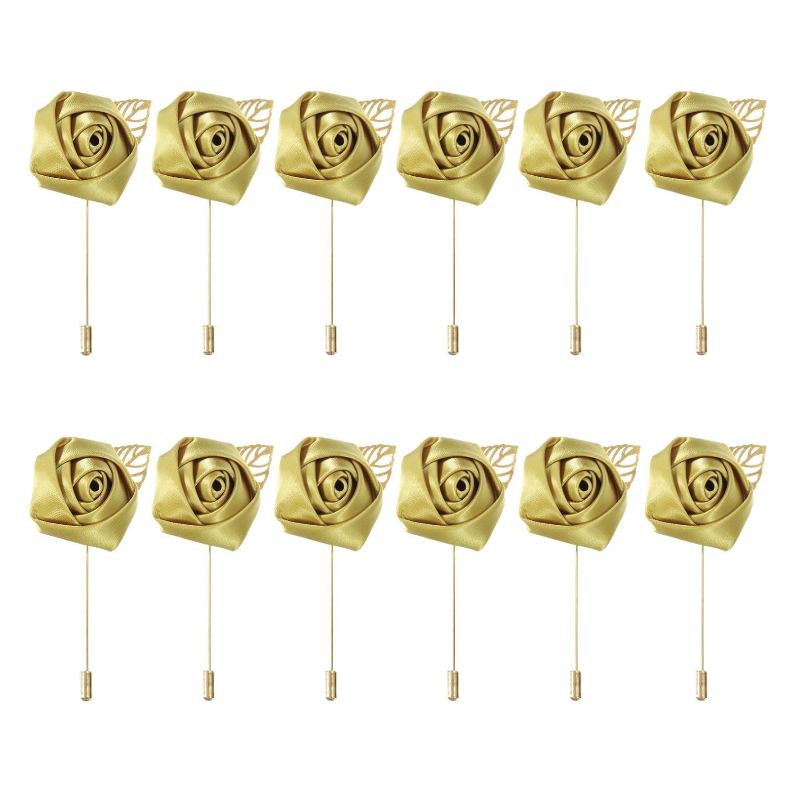 MECCANIXITY Groom Boutonnieres Rose Boutonnieres Pins for Men Wedding Ceremony Anniversary Formal Dinner Party Suit Decoration - Product Image
