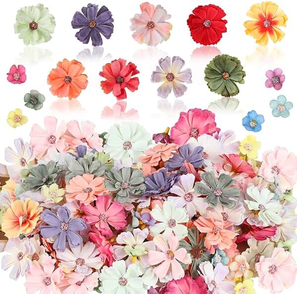 FOIMAS 150pcs Mini Faux Flower for Crafts,Artificial Flower Heads Daisy Peony Flower Decor for Craft Garland Wedding Home Decoration - Product Image