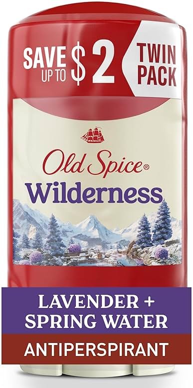 Old Spice Dry Feel Antiperspirant Deodorant for Men, 24/7 Sweat & Odor Protection, Gentle on Skin with Skin Conditioners, Wilderness with Lavender + Spring Water Scent, 2.6 oz (Pack of 2) - Product Image