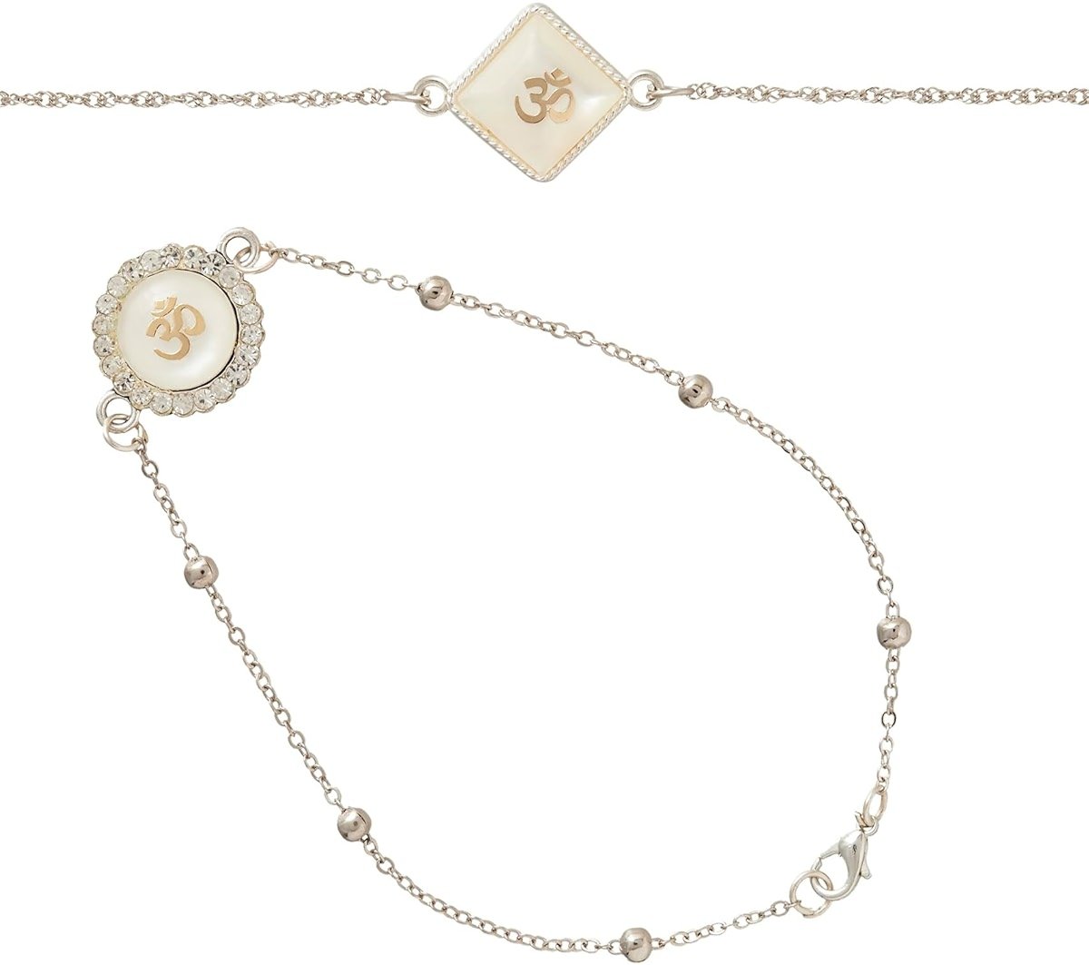 Eximious India Rakhi For Brother and Bhabhi | Bhaiya Bhabhi Rakhi Set Traditional Lumba Designer Fancy Bracelet on Rakshabandhan (Silver Color) Lumsilver032024 - Product Image