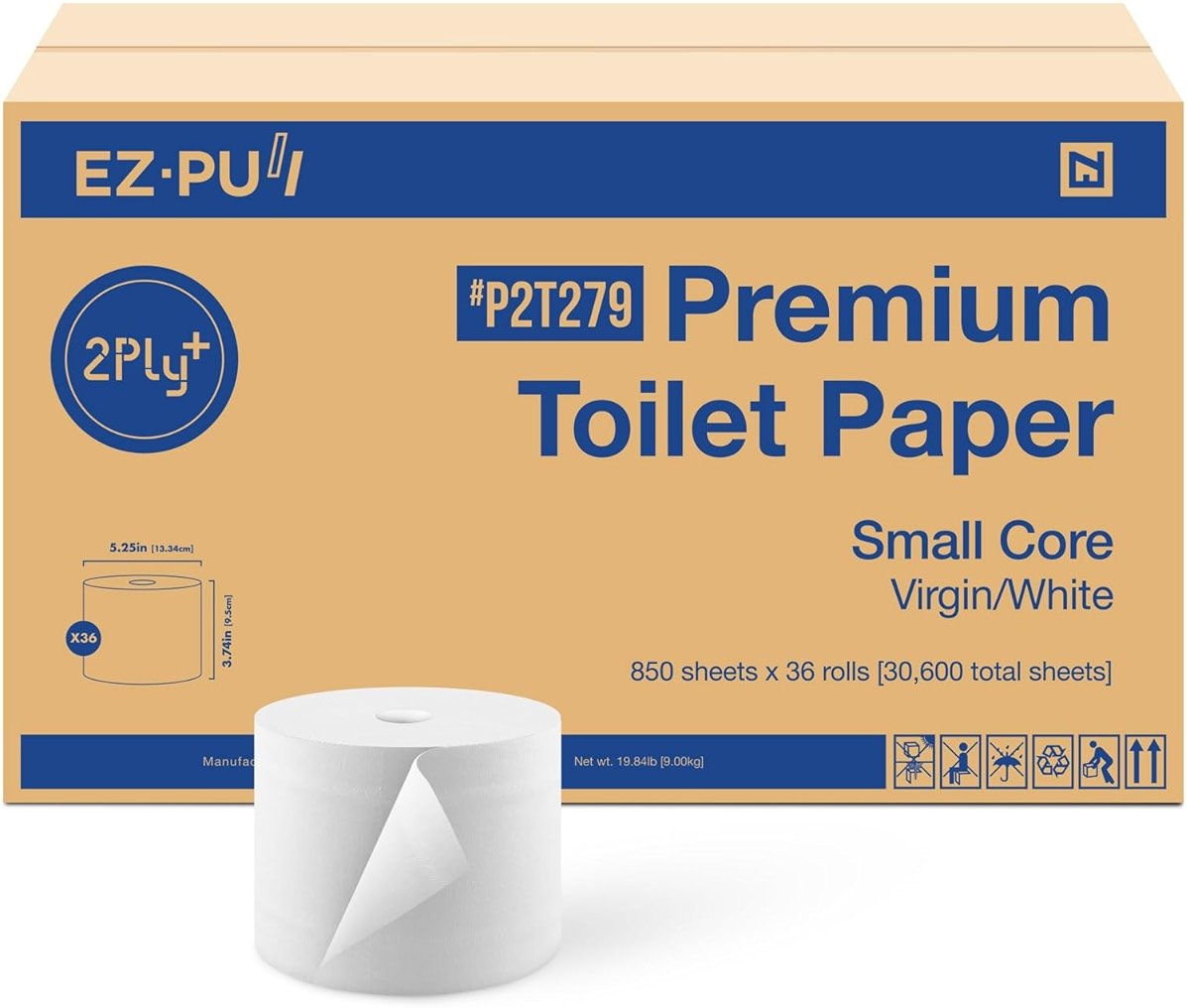 EZbrnd Premium 2-Ply Small CORE Toilet Paper/Bath Tissue/Septic Safe/Unscented, FSC Certified White, 36 Rolls x 850 Sheets - Product Image