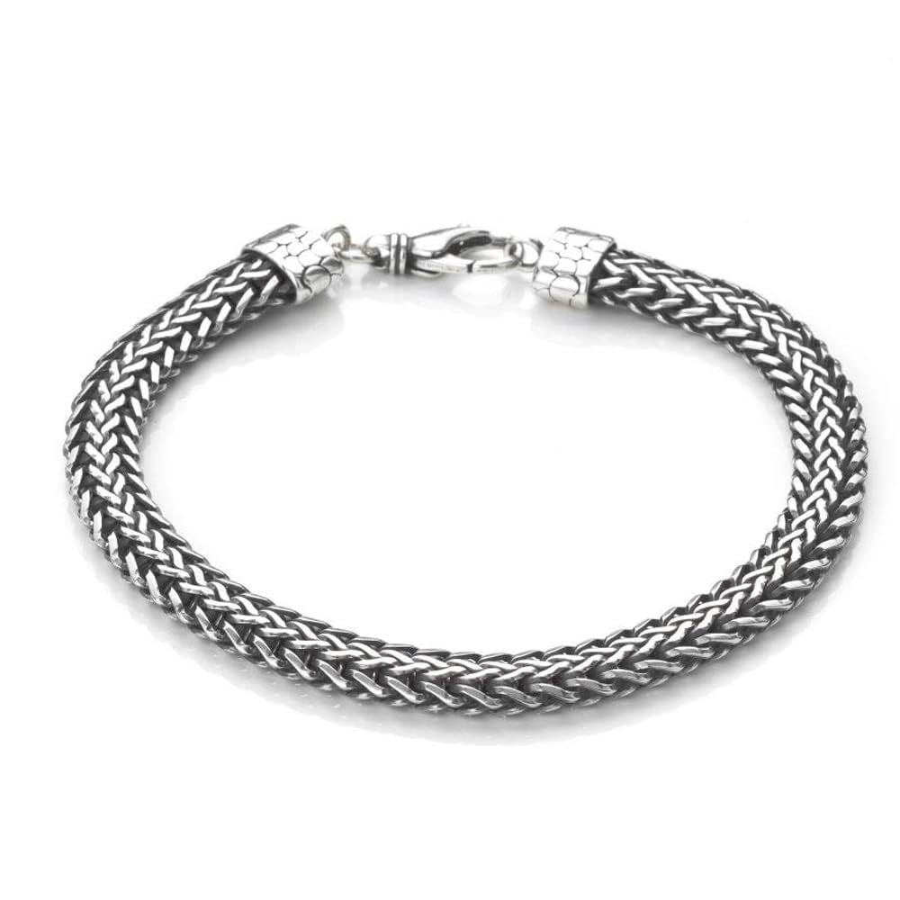 VN Jewelry Men's Silver Bracelets - 925 Sterling Silver Bali Style Chain Bracelet for Men - Made in Italy, Length 19.5cm, 21.5cm and 23cm - Product Image