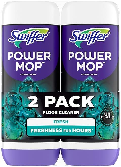Swiffer PowerMop Floor Cleaning Solution with Unstopables Fresh Scent, PowerMop Refills, Floor Cleaner for Mopping, 25.3 fl oz, 2 Pack - Product Image