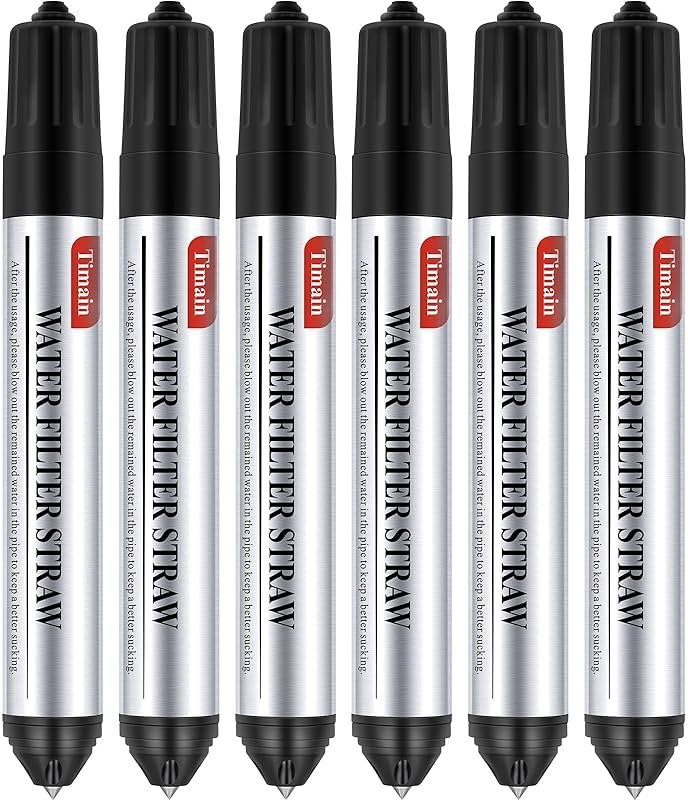 Timain 6 Pack Mini Water Filter Straws,Water Purifier Survival for Emergency Preparedness,Break Glass,Travel,Camping, Hiking,Fishing,Hunting (6) - Product Image