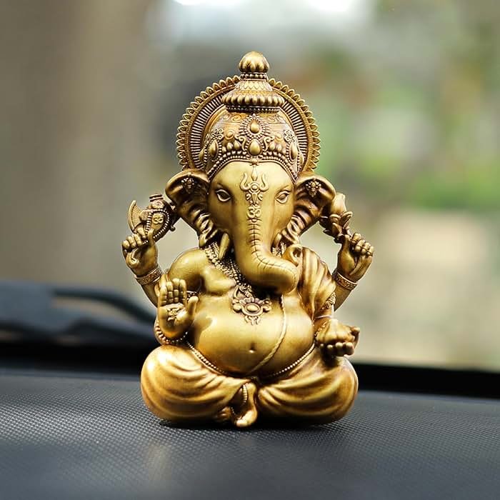 Artarium Ganesha Idol for Car Dashboard Decorative Ganesh Murti for Diwali Pooja Vighnaharta Lord Ganesha Statue for Home Temple Decor and Spiritual Gift Height 3.5 Inch - Product Image