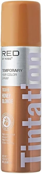 Red by Kiss Tintation Temporary Hair Color Spray, Instant Gray Root Touch Up Coverage, Water-Resistant & Smudge-Proof, Easy Wash Out, Barber & Hairline Touch-Up, Quick-Dry (Honey Blonde, 2.82 oz) - Product Image
