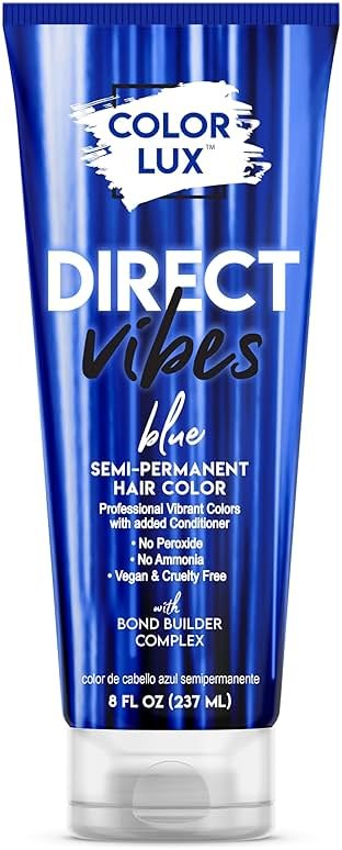 Color Lux Direct Vibes Semi-Permanent Hair Color, Blue, Vibrant & Long-Lasting Shade, Ammonia-Free, Vegan, Sulfate-Free, Paraben-Free, 8 fl oz - Product Image
