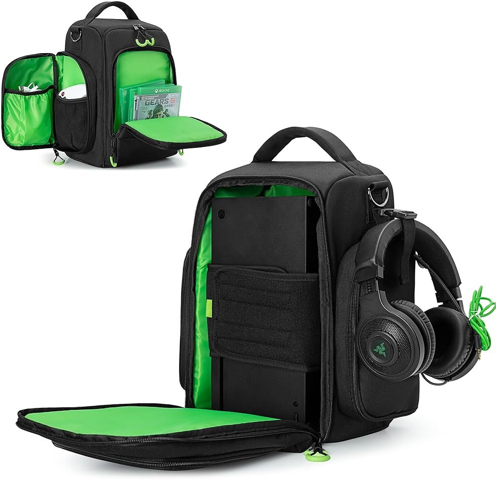 PGmoon Travel Carrying Case Compatible with Xbox Series X Console, Protective Storage Carry Bag for Controllers, Cables, Game Discs and More (Patent Design) - Product Image
