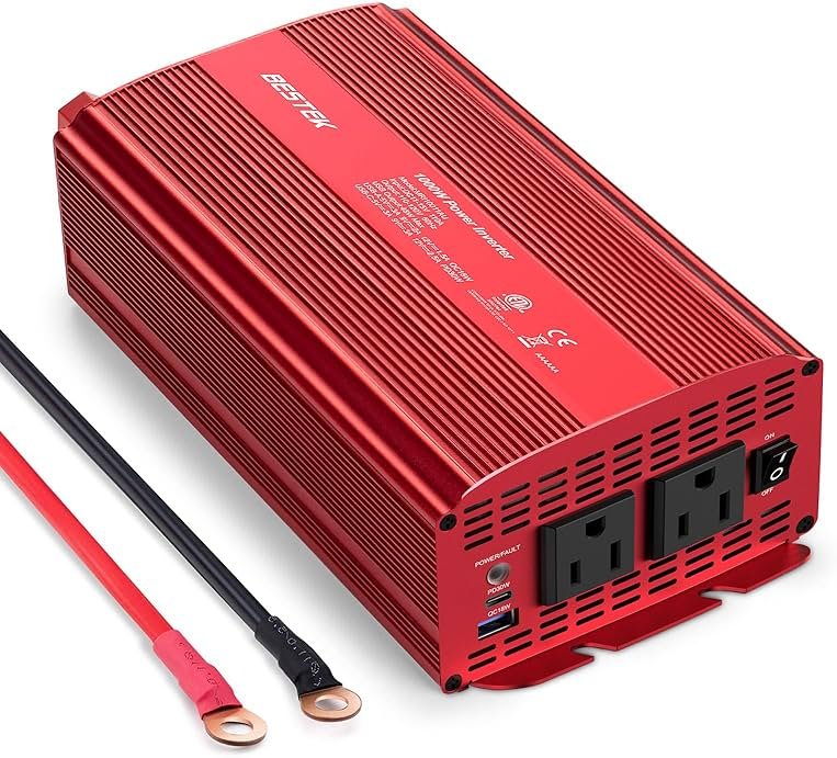 BESTEK 1000W Car Power Inverter, DC 12V to 110V Car Power Converter with 2 AC Outlets/30W PD USB-C/18W Quick USB A Charge Multi-Protection 1000 watt Power Inverter for Vehicles/Car/RV/Home - Product Image