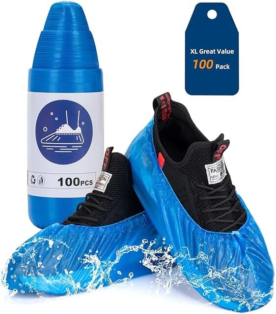 Shoe Covers Disposable Non-Slip, 100 Pack (50 Pairs) Waterproof CPE Boot Booties with Compact Roll for Easy Storage, Hygienic Foot Covers for Indoors, Real Estate, Home Cleaning, Fits Most - Product Image