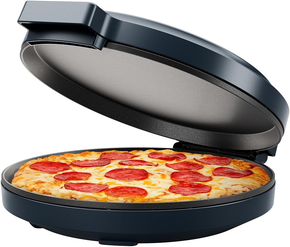 Chefman Everything Maker & Pizza Oven – 1440W Countertop Electric Pizza Maker with 12” Nonstick Cooking Plates, Plus Makes Quesadillas, Omelettes and More, with Indicator Lights and Vertical Storage - Product Image