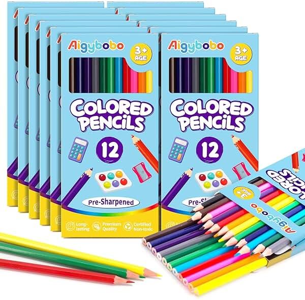 144 Count Colored Pencils for Kids, 12 Pack Colored Pencils Bulk in 12 Vibrant Colors, Pre-sharpened Color Pencil, Bulk School Supplies for Teachers, Classroom Prizes, Art Supplies for Adults - Product Image