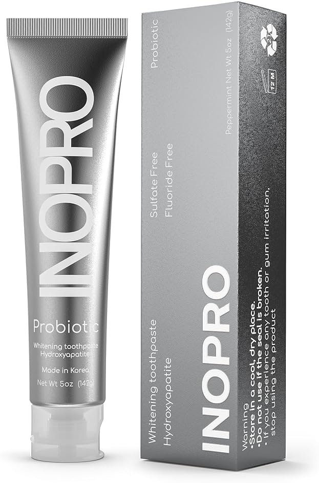 InoPro Whitening Hydroxyapatite Toothpaste with Probiotic for Sensitive Teeth, Fluoride Free Enamel Repair Remineralizing Toothpaste, SLS Free, Baking Soda, Coconut Oil, 5oz - Product Image