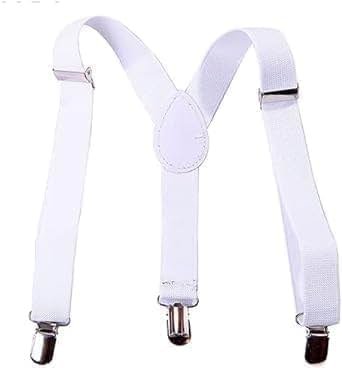 JJLFresheners White Child Kids Girls Boys Suspenders Braces, Adjustable Clip on Y-Back Elastic Suspenders with Metal Clips for Girls Boys' Accessories, Clothing, Shoes and Jewelry - Product Image