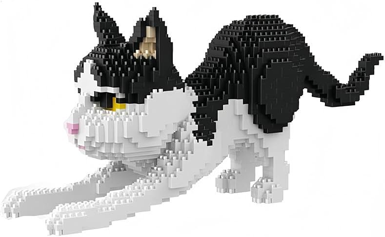 alltogetho Cow Cat Model Micro Mini Building Block Toys Sets: Enjoy Layered Black-and-White Patterns with The Dynamic Running Pose - Product Image