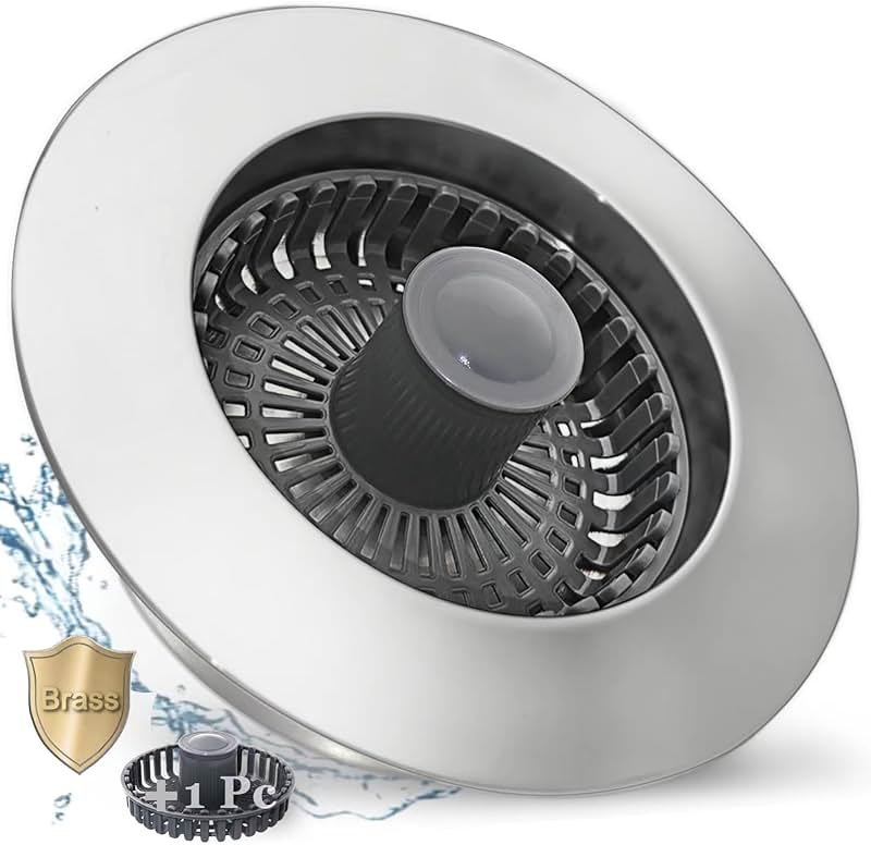 BAOLSLS 3 in 1 Kitchen Sink Stopper, Pop Up Kitchen Sink Drain Strainer, with an Extra Basket Strainer, Kitchen Sink Drain Stopper for US Standard 3-1/2 Inch, Brass Material Electroplate Silver - Product Image