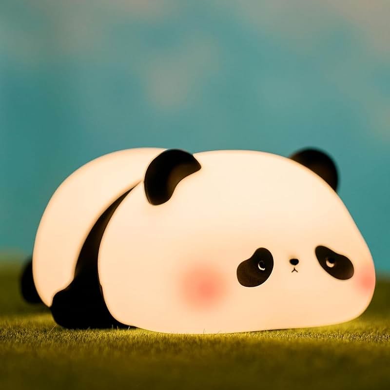 FAMIDUO Panda Night Light for Kids, Silicone Squishy LED Lamp, Food Grade BPA-Free Nursery Nightlight, 3-Level Dimmable Rechargeable, Portable Bedside Desk Decor for Baby Boys Girls, Funny Panda Gifts - Product Image