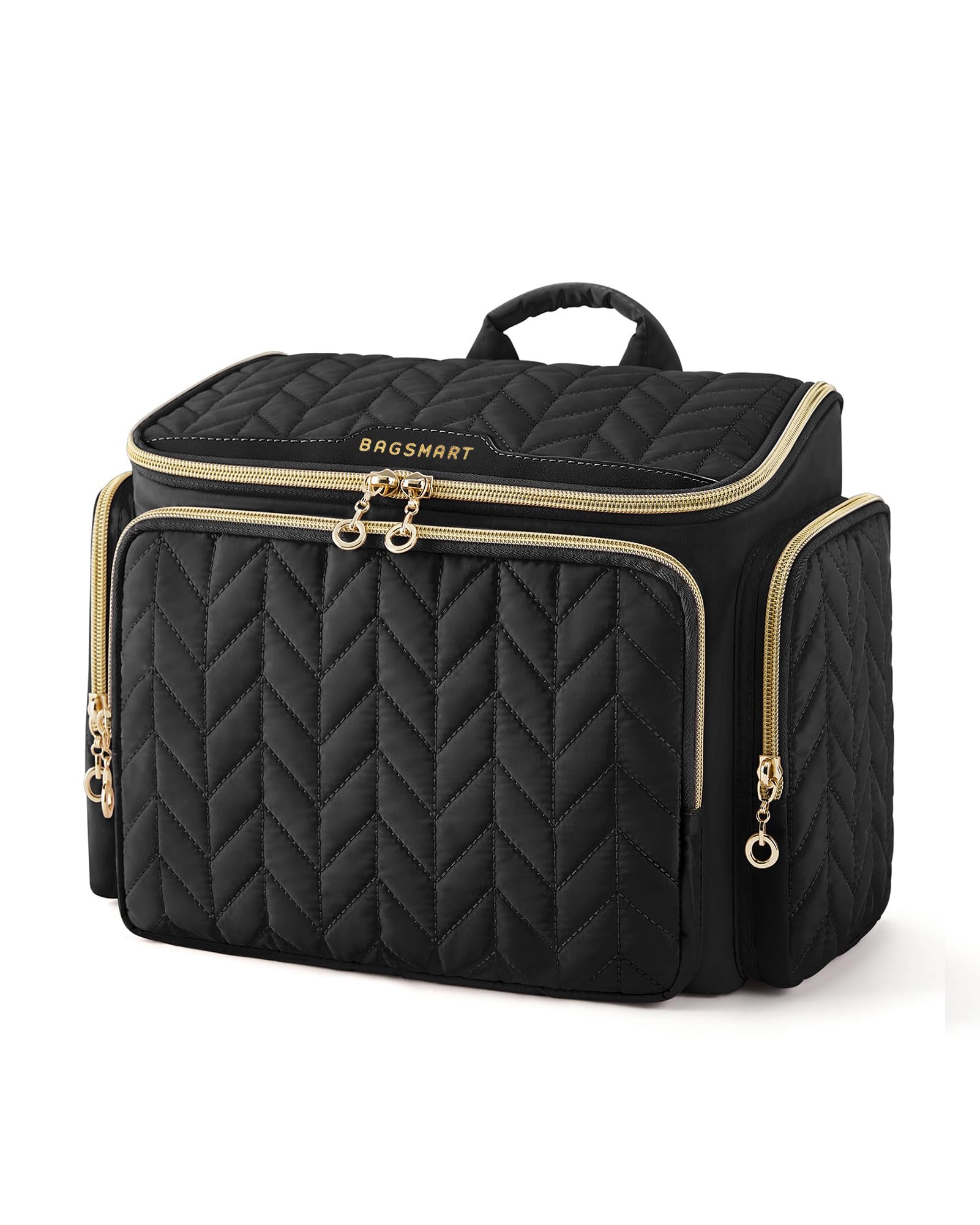 BAGSMART Travel Toiletry Bag, Large Wide-open Travel Bag for Toiletries, Makeup Cosmetic Travel Bag with Handle-Black - Product Image