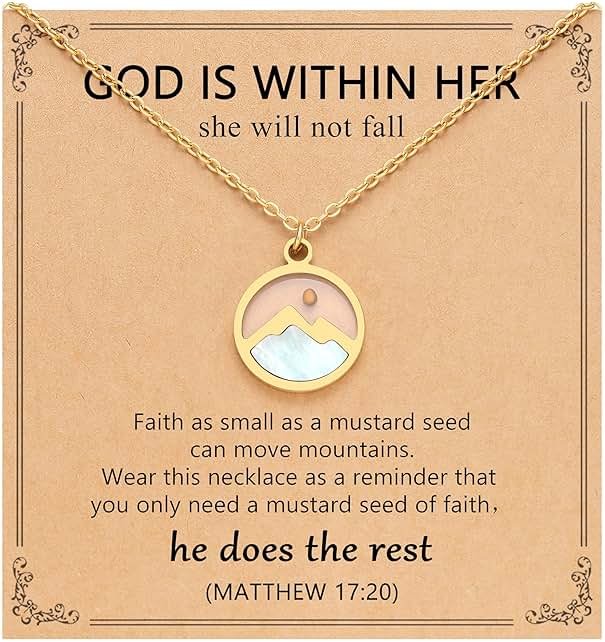 Eryuor Silver/Gold Moving Mountains Mustard Seed Faith Necklace, Inspirational Christian Gifts for Teen Girls & Women - Product Image