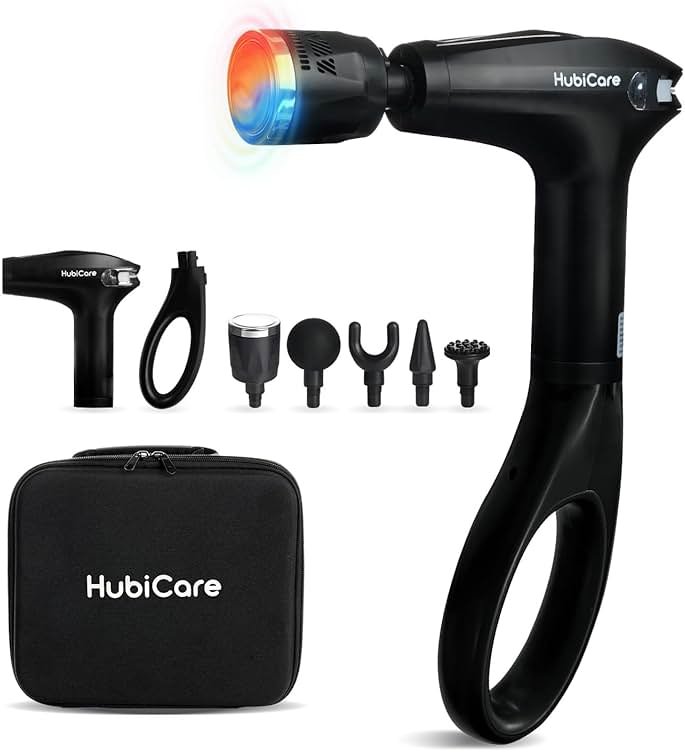 HuBDIC HubiCare Heat and Cool Massage Gun with Upgraded Extension Handle, Percussion Massage Gun Deep Tissue, Muscle Back Massagers Handheld, Portable for Pain Relief, LED Display - Product Image