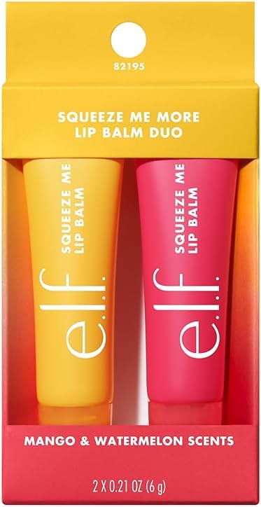 e.l.f. Squeeze Me More Lip Balm Duo, Moisturizing Balm For A Sheer Tint Of Color, Made With Hyaluronic Acid, Vegan & Cruelty-Free, Mango & Watermelon - Product Image