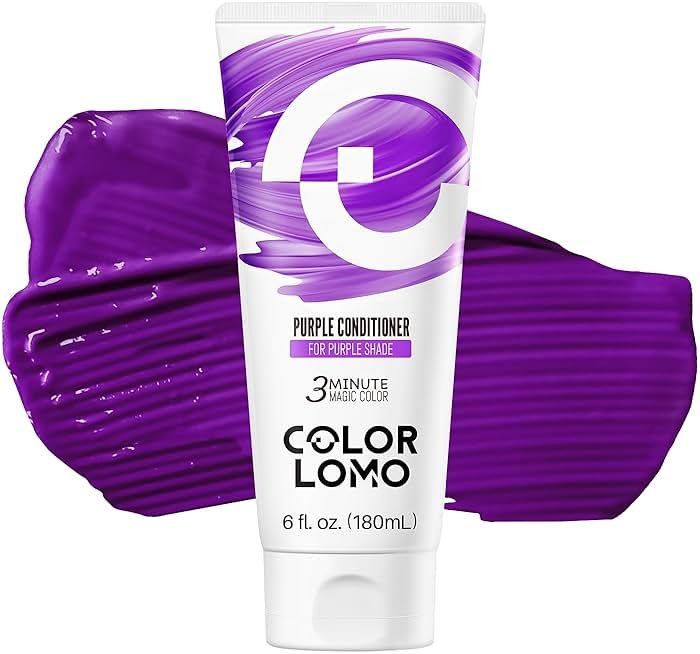 COLORLOMO Color Depositing Conditioner, Semi Permanent Hair Color for Bleached, Highlighted & Color-Treated Hair, Hydrating Formula with Shea Butter & Almond Oil, 6oz-Purple - Product Image