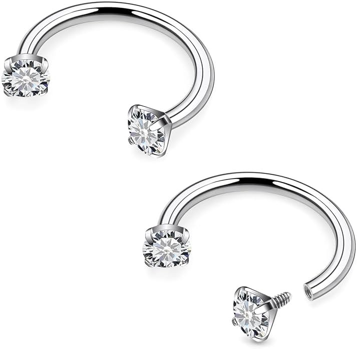 Rmsnxnnz 16G F136 Titanium Internal Thread Horseshoe Septum Nose Ring Piercing Jewelry Circular Barbell Helix Snug Tragus Rook Daith Cartilage Earring Lip Ring Piercing Jewelry for Women Men 8MM 10MM - Product Image