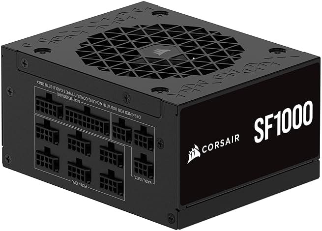 CORSAIR SF1000 (2024) Fully Modular SFX Low Noise 80 Plus Platinum Power Supply – ATX 3.1 Compliant, PCIe 5.1 Ready, Small Form Factor, Bracket Included – Black - Product Image