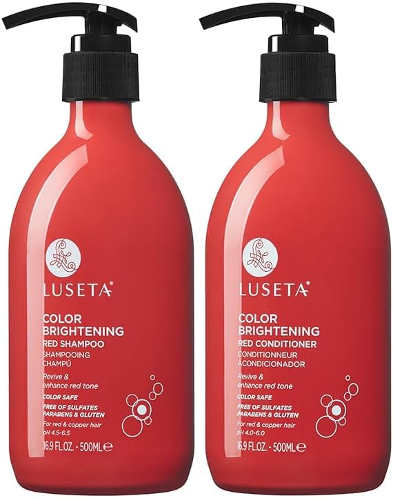 Luseta Color Enhancing Shampoo and Conditioner Set for Red & Copper Hair. Revives & Intensifies Fiery Hues, Adds Radiant Shine, Smooths Frizz, Improves Elasticity with Pomegranate, 2 x 16.9oz - Product Image