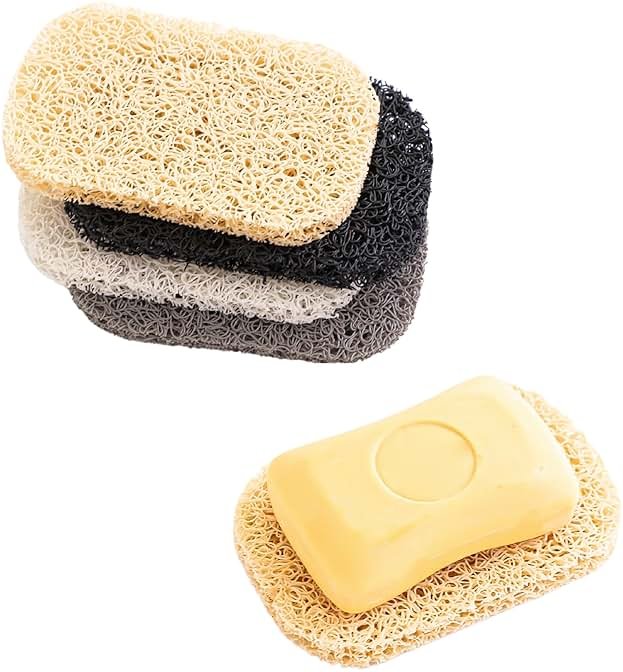 Snowkingdom 4 Pack Assorted Soap Saver Holder for Bar Soap Shower Bathroom Dish Self Draining Lift Pad Porous Construction air circulate 2.9" x 4.5" PVC BPA-Free Non-Slip Durable - Product Image