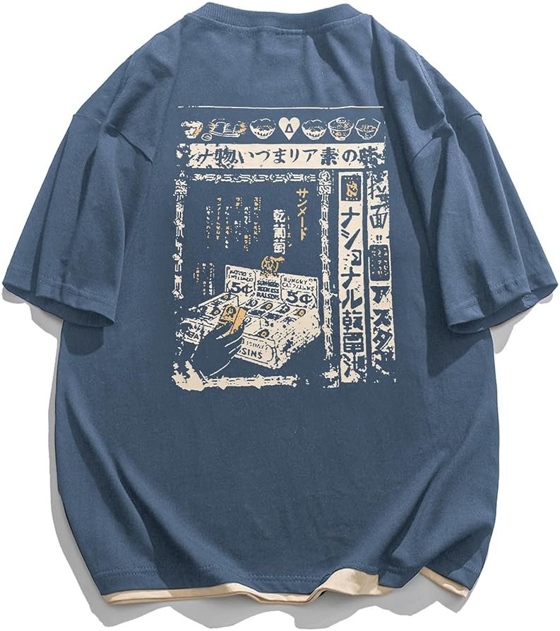 Aelfric Eden Mens 90s Vintage Oversized Shirts Unisex Harajuku T Shirt Print Graphic Tees Casual Summer Streetwear Top - Product Image