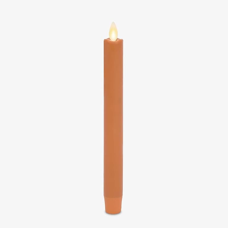 Luminara - Flameless Battery Operated Taper Candle - Harvest Pumpkin - Pack of 1-1x9.5 - LED Flickering Flame - Realistic Safe for Home Kids and Pets - Product Image