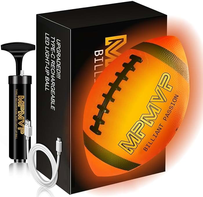 Cadyaw Glow in The Dark Football, Light Up LED Football Size 6, USB Rechargeable, Cool Outdoor Sports Boy Toys for Night Games, Birthday Gifts for Kids & Teens Age 6–12 - Product Image