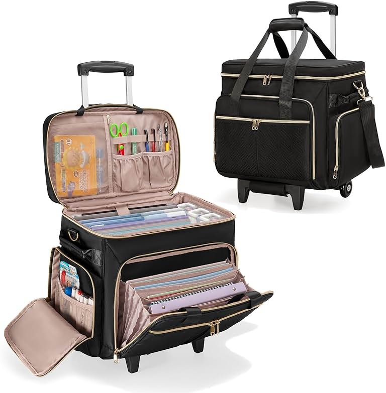 Prokva Rolling Teacher Bag with Wheels, Teacher Tote Bag with Detachable Trolley, Fits for 15.6" Laptop(Patent Design) - Product Image