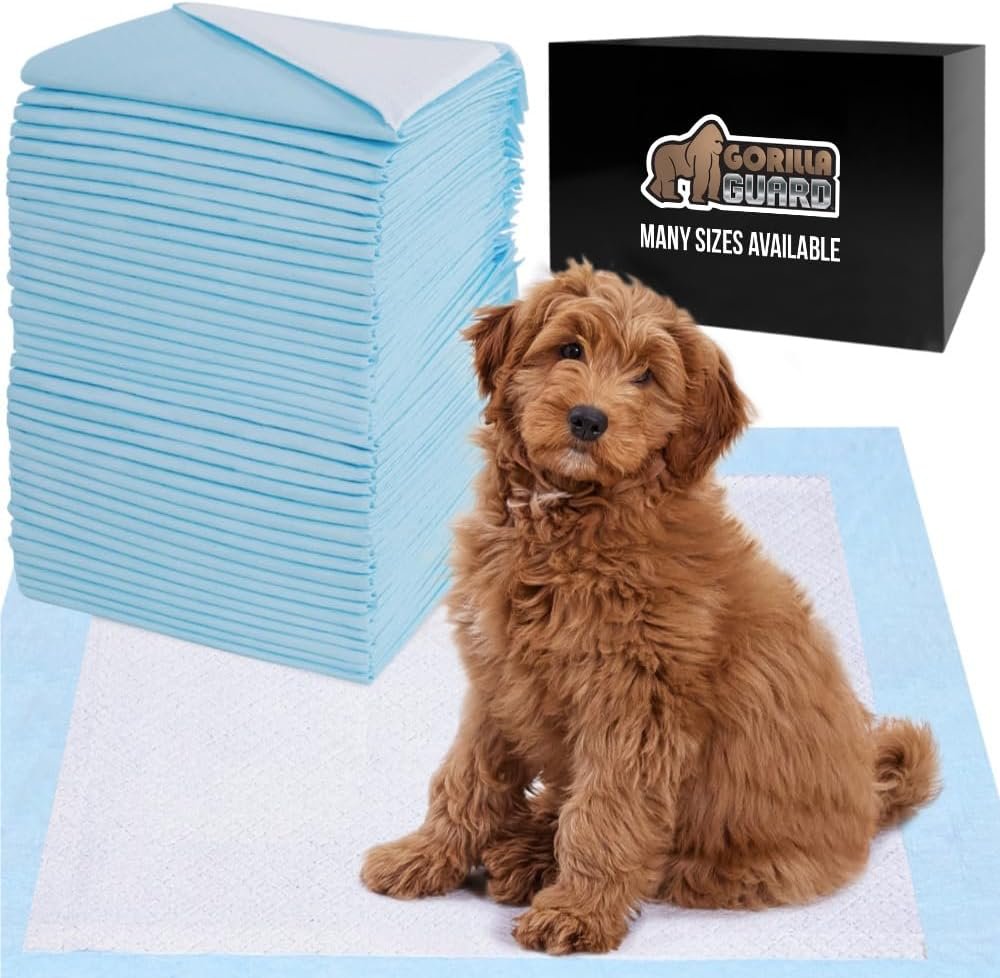 Gorilla Guard Disposable Puppy Pads, 100 Count 22x22 in, 5 Layer Pee Pads for Dogs, Absorbent Diaper Changing Pad, Dog Potty Training Supplies, Quick Dry Pet Housebreaking Essentials for Puppies - Product Image