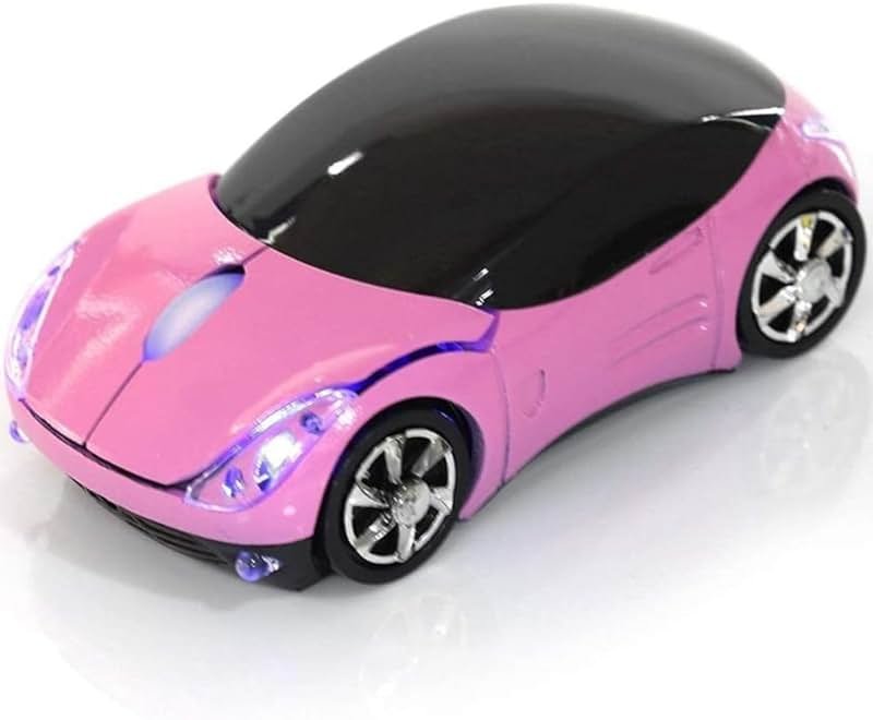 HuGuWdy Pink Wireless Car Mouse - 2.4G Wireless with USB Receiver, Optical Mouse for PC, Laptop, Tablet - Win XP/Vista/7/ME/2000/Mac OS Pink Mouse for Her for Christmas - Product Image
