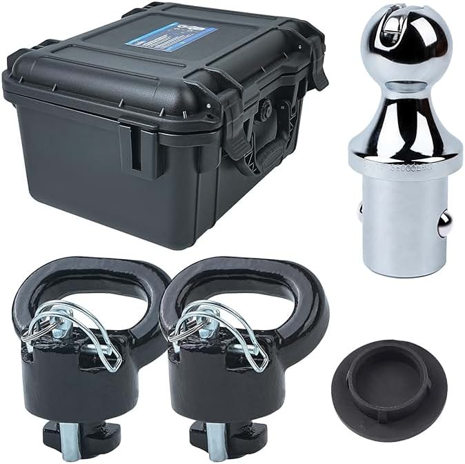 Lrichy 60618 Upgraded 38k Puck System Gooseneck Hitch Ball Kit with Case Compatible with 2013-2026 Dodge Ram 2500 3500, 2-5/16 in Hitch Ball for Truck Bed with 2 Gooseneck Safety Chain Anchors - Product Image