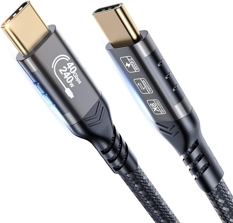 USB 4 Cable 3.3 ft, Supports 8K HD Display, 40 Gbps Data Transfer, 240W Charging USB C to USB C Cable, Compatible with Thunderbolt 4/3, Type-C Laptop, Hub, Docking, and More - Product Image