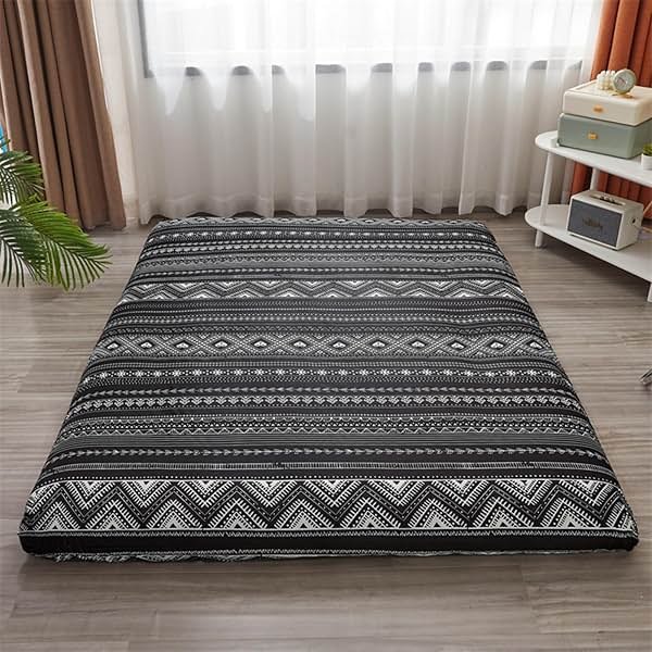 EFELIM Futon Mattress Cover King Queen Full Size, Printed Japanese Floor Mattress Futon Cover RV Mattress futon Slipcovers with Zipper Washable (Morocco,Full:135x200cm/53x78in) - Product Image