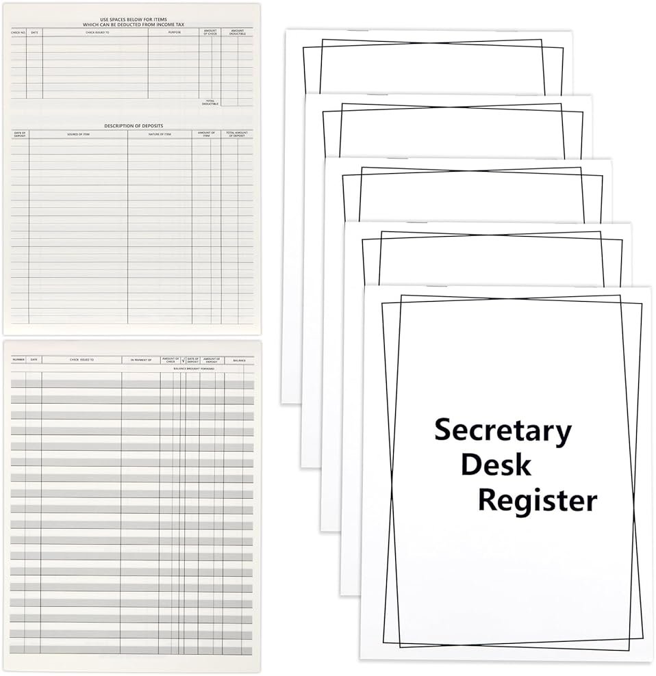 5 Pieces Checkbook Transaction Register 6.4 * 8.25inch Secretary Deskbook Check Register Check Desk Registers Executive Business Deskbook for Office - Product Image